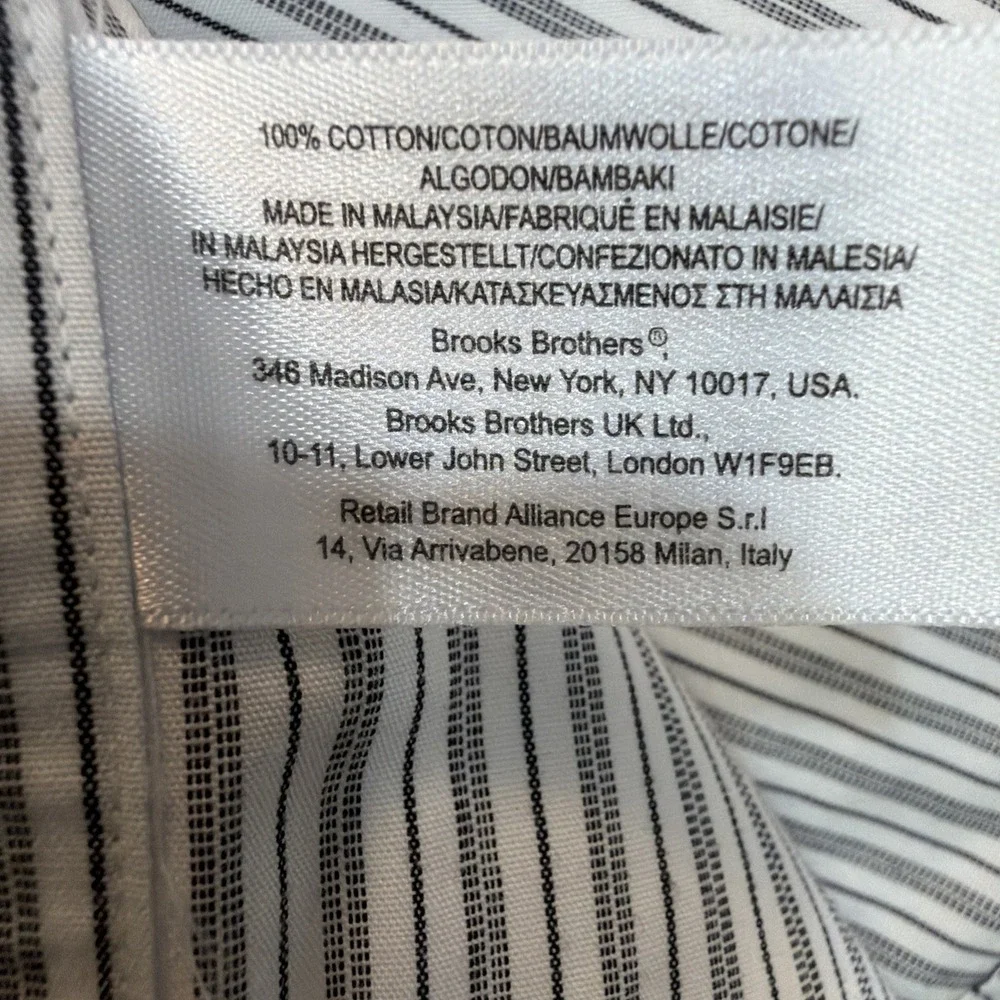 Brooks Brothers Dress Shirt Men 16/-33 Slim Fit Gray Stripes Cotton Non-Iron EUC